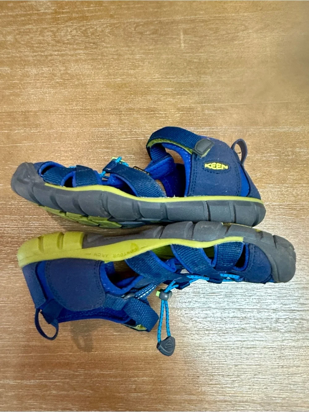 Keen Kids Seacamp II CNX‎ Sandal Waterproof Naval Academy Chartreuse Size 3